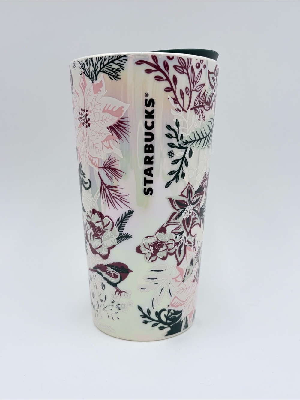 Starbucks 2022 Holiday Christmas Forest Poinsettia Bird Deer Tumbler Travel Mug